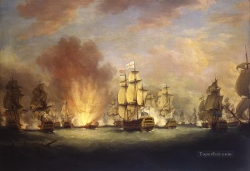 Warship Painting - The Moonlight Battle off Cape St Vincent 16 January 1780 Naval Battles